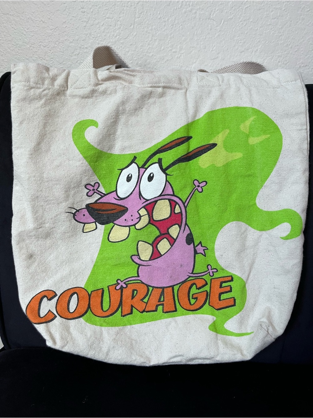 Courage the Cowardly Dog Graphic Tote - Green & Pink
